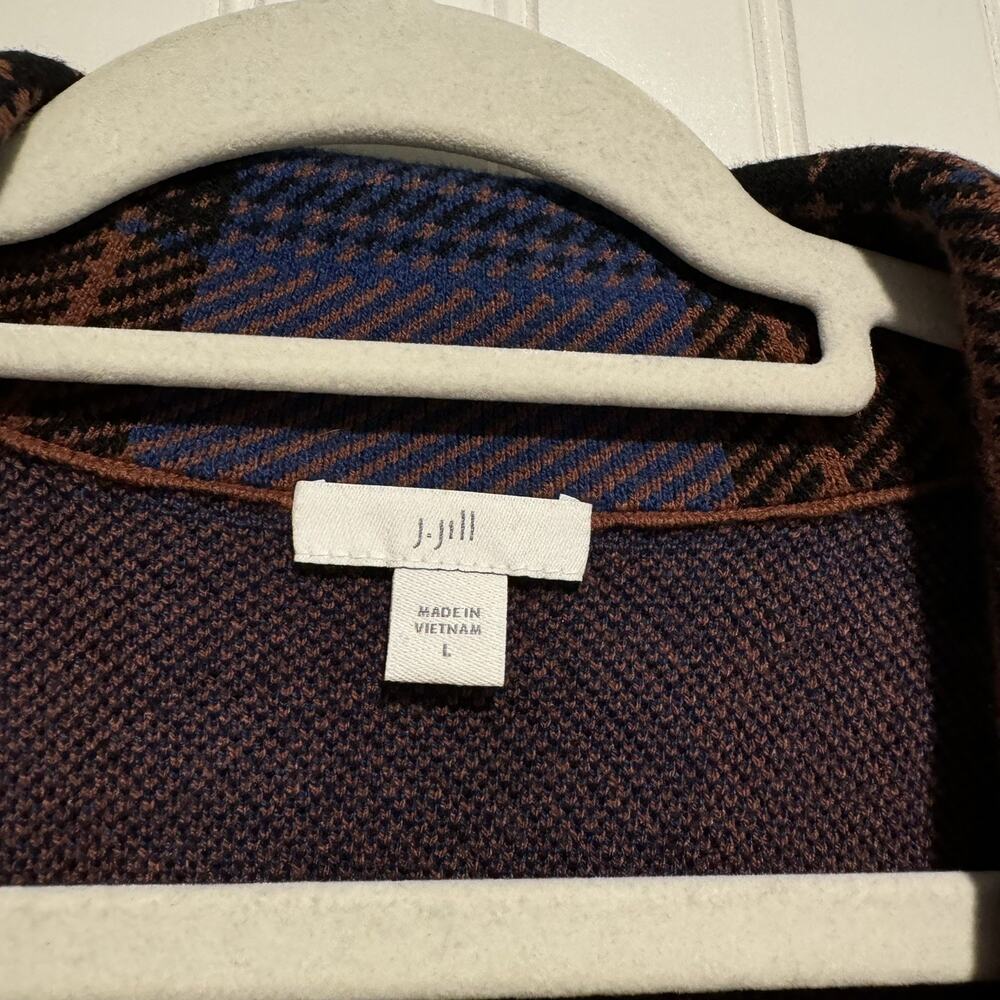 J Jill Plaid Sweater Jacket Blazer Blue Orange Size Large - Picture 5 of 7